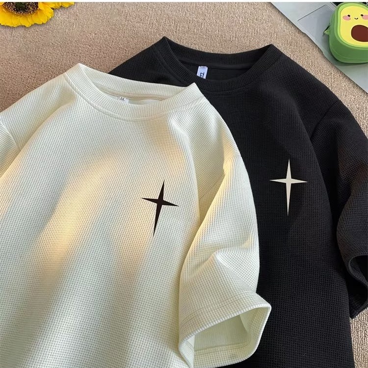 Áo Thun Nam Ngắn Tay In Chữ Thập Phong Cách Đường Phố Cá Tính