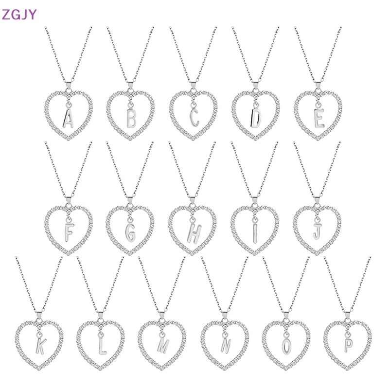 Vòng cổ Mặt Trái Tim Đính Đá 26 Đầu A-Z Thời Trang Cho Nữ Mới
