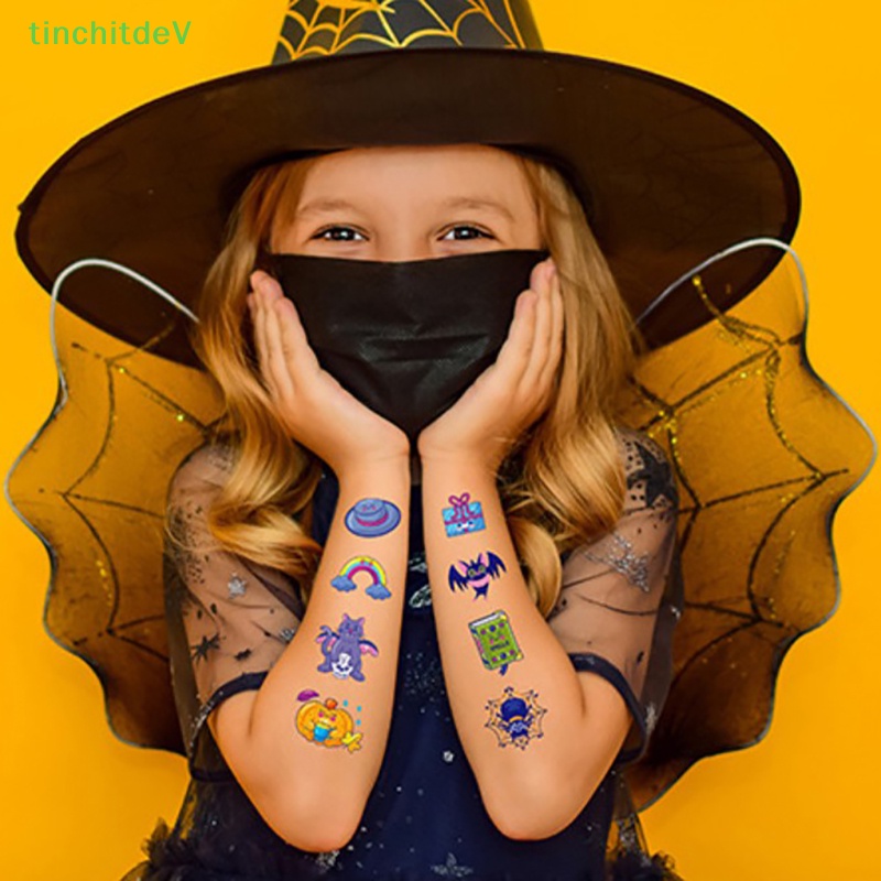 Set 10 Hình Xăm Dán Tạm Thời Họa Tiết Hoạt Hình Phong Cách Halloween Dành Cho Trẻ Em