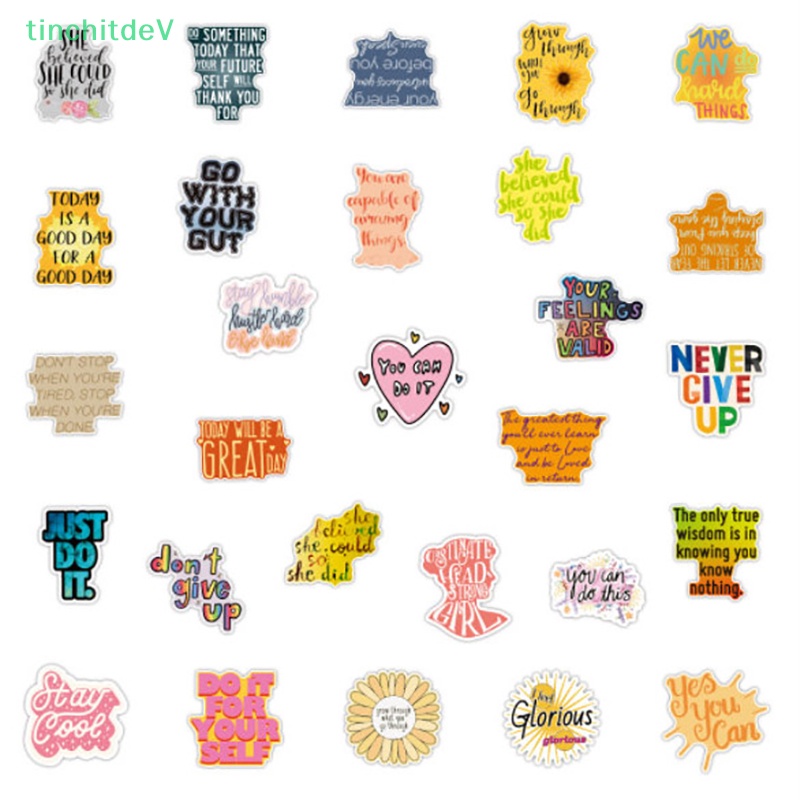 [TinchitdeV] Set 50 Miếng Dán Hành Lý Chống Thấm Nước In Câu Trích Dẫn Tiếng Anh Vui Nhộn