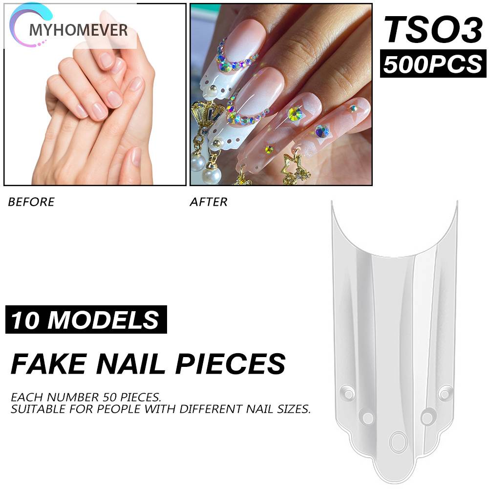 Set 500 Móng Tay Giả Nối Dài Bằng PVC Chuyên Dụng Cho Nối Dài Móng DIY