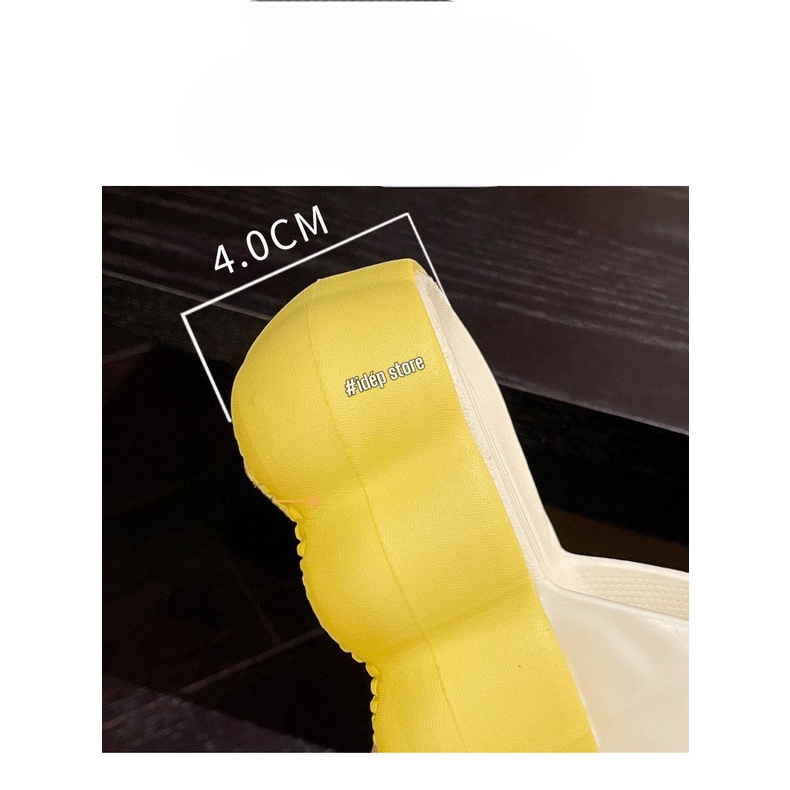 Dép nữ đế cao 4cm Gấu Nơ tăng chiều cao ❤iDép DL375❤ Dép bánh mì nữ quai ngang siêu nhẹ êm chân