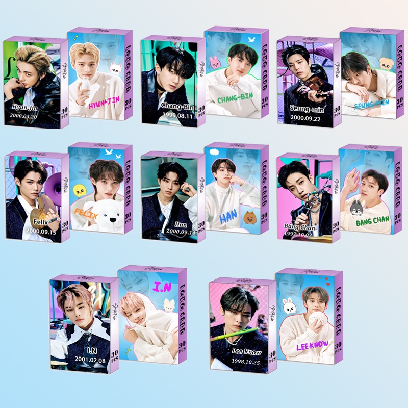 Hộp 30 Ảnh Lomo Card Nhóm Nhạc Straykids Kpop Bangchan Bin Hyunjin Felix I.N Seungmin Leeknow