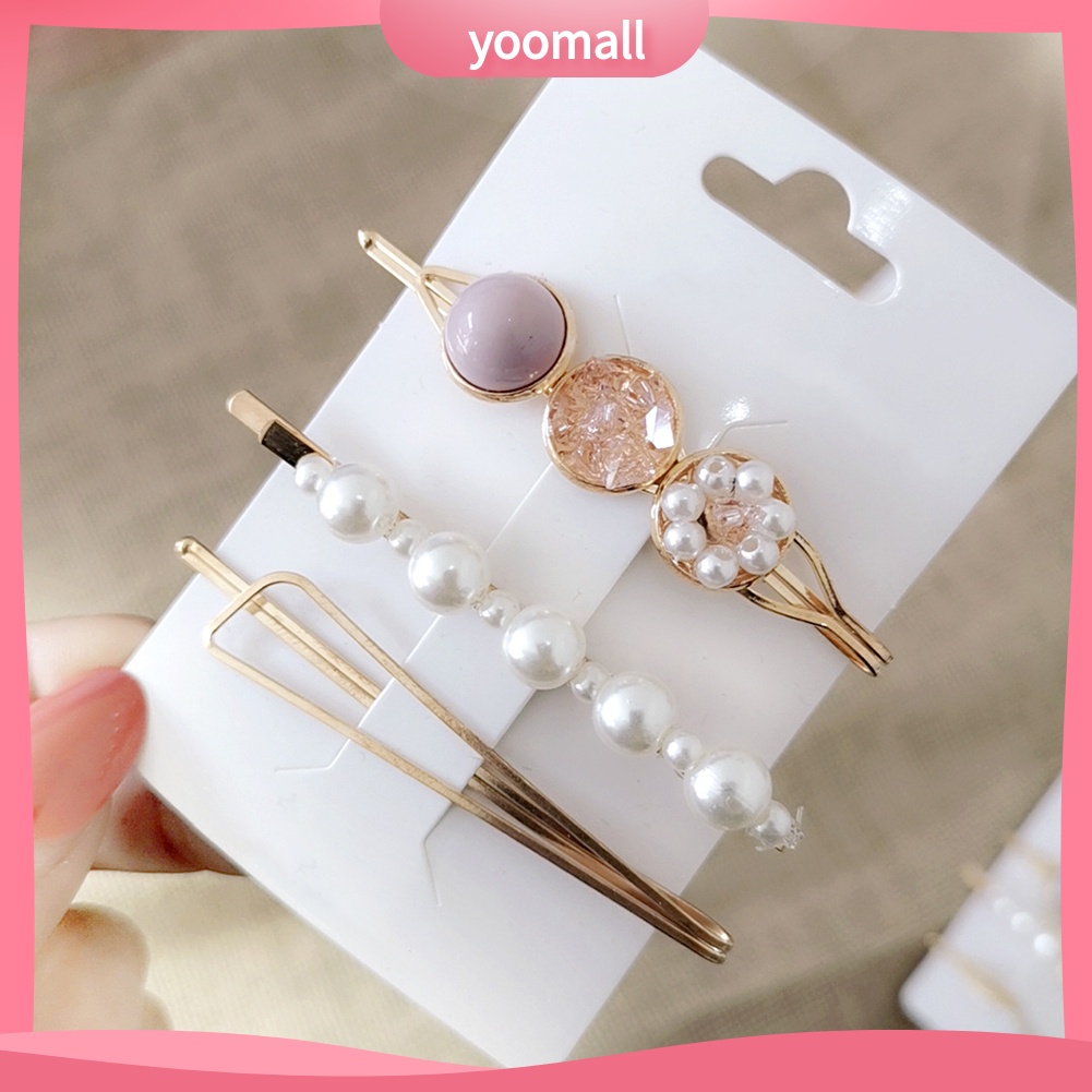 Set 3 Kẹp Tóc Đính Ngọc Trai Giả Thời Trang Cho Nữ