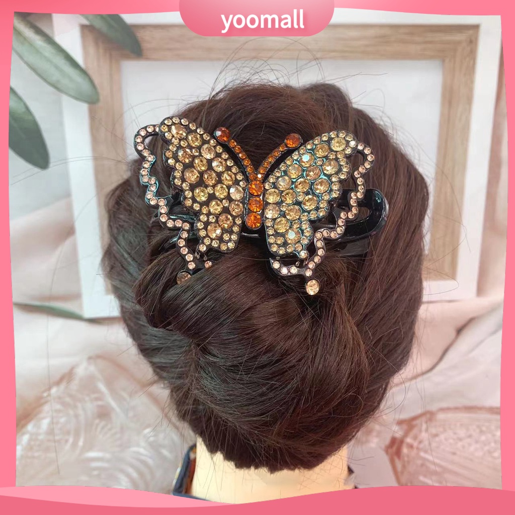 Kẹp Tóc Hình Bướm Đính Đá Nhiều Màu Chống Trượt Trọng Lượng Nhẹ