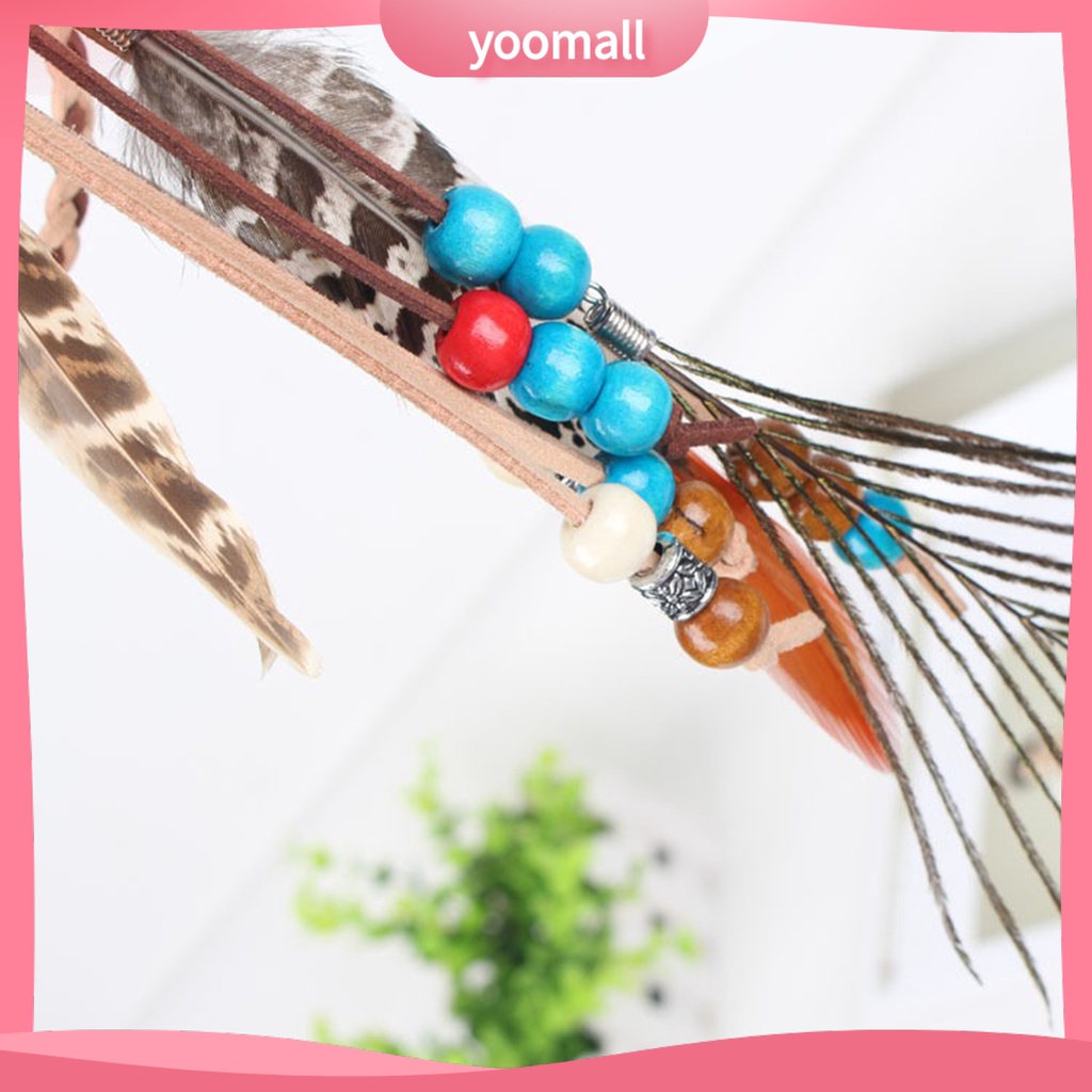 Băng Đô Bện Dây Giả Da Đính Hạt Phong Cách Boho Cổ Điển Dành Cho Nữ