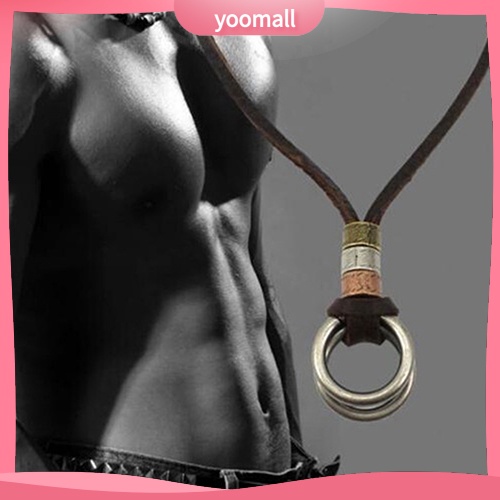 Vòng cổ Giả Da Hai Lớp Mặt Tròn Phong Cách Retro Thời Trang Cho Nam