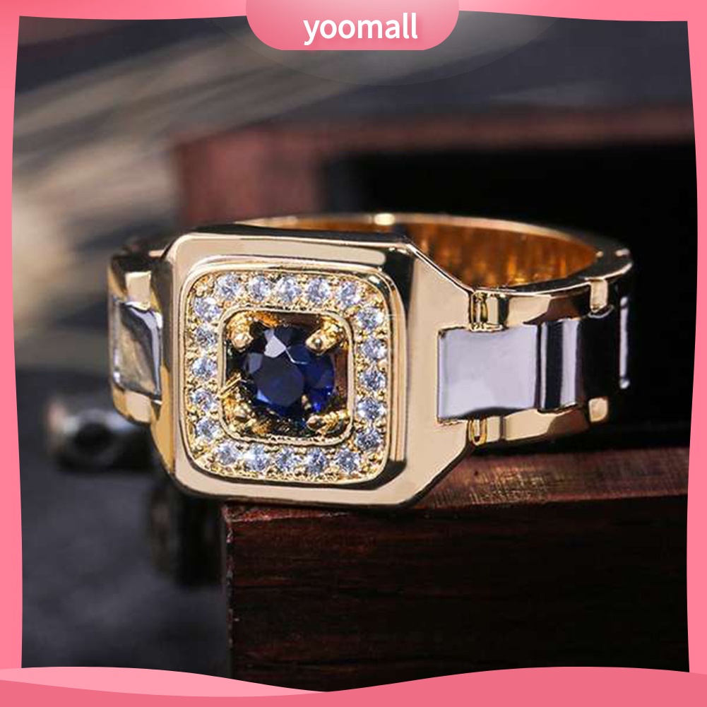 Nhẫn Đính Đá Sapphire Nhân Tạo Kiểu Dáng Sang Trọng Cho Nam