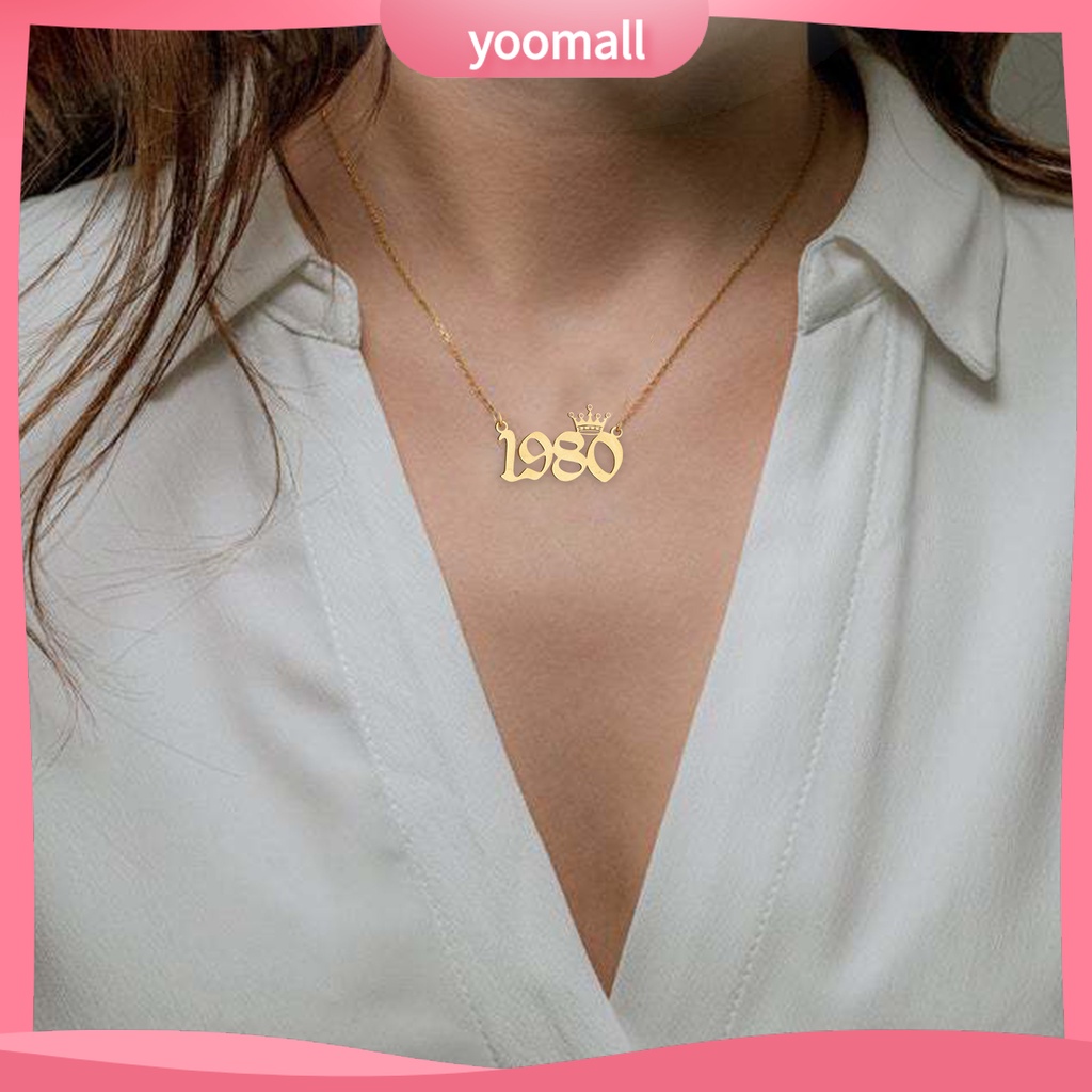 Vòng cổ Mặt Số Năm Mới 1980-1999 Bằng Thép Không Gỉ Dành Cho Nữ