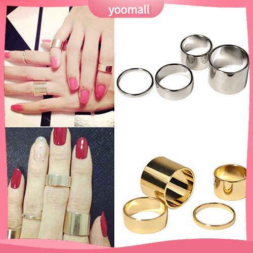 Bộ 4 Nhẫn Đeo Tay Thiết Kế Đơn Giản Cá Tính