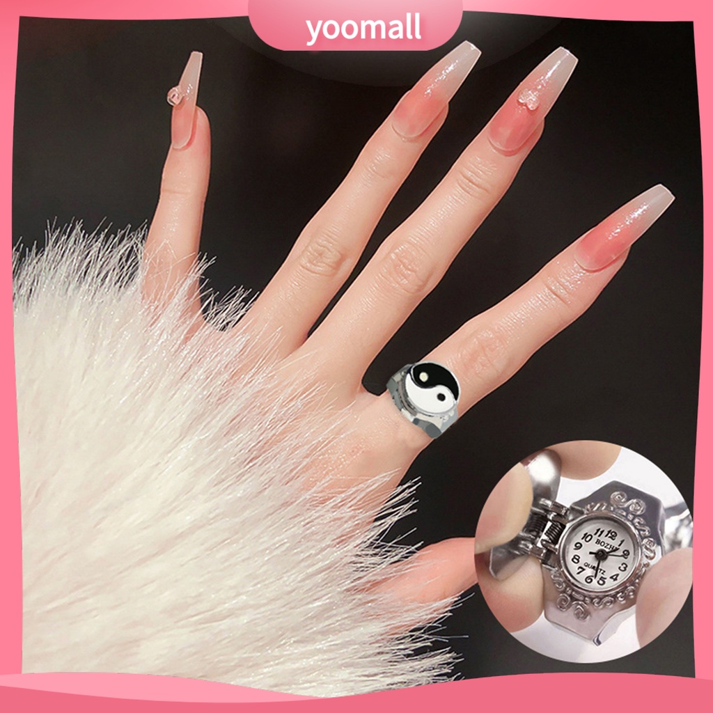 Nhẫn Đồng Hồ Đeo Tay Mặt Tròn Chạm Khắc Hình Thái Cực Quyền Phong Cách Cổ Điển Thời Trang Cho Nam Và Nữ