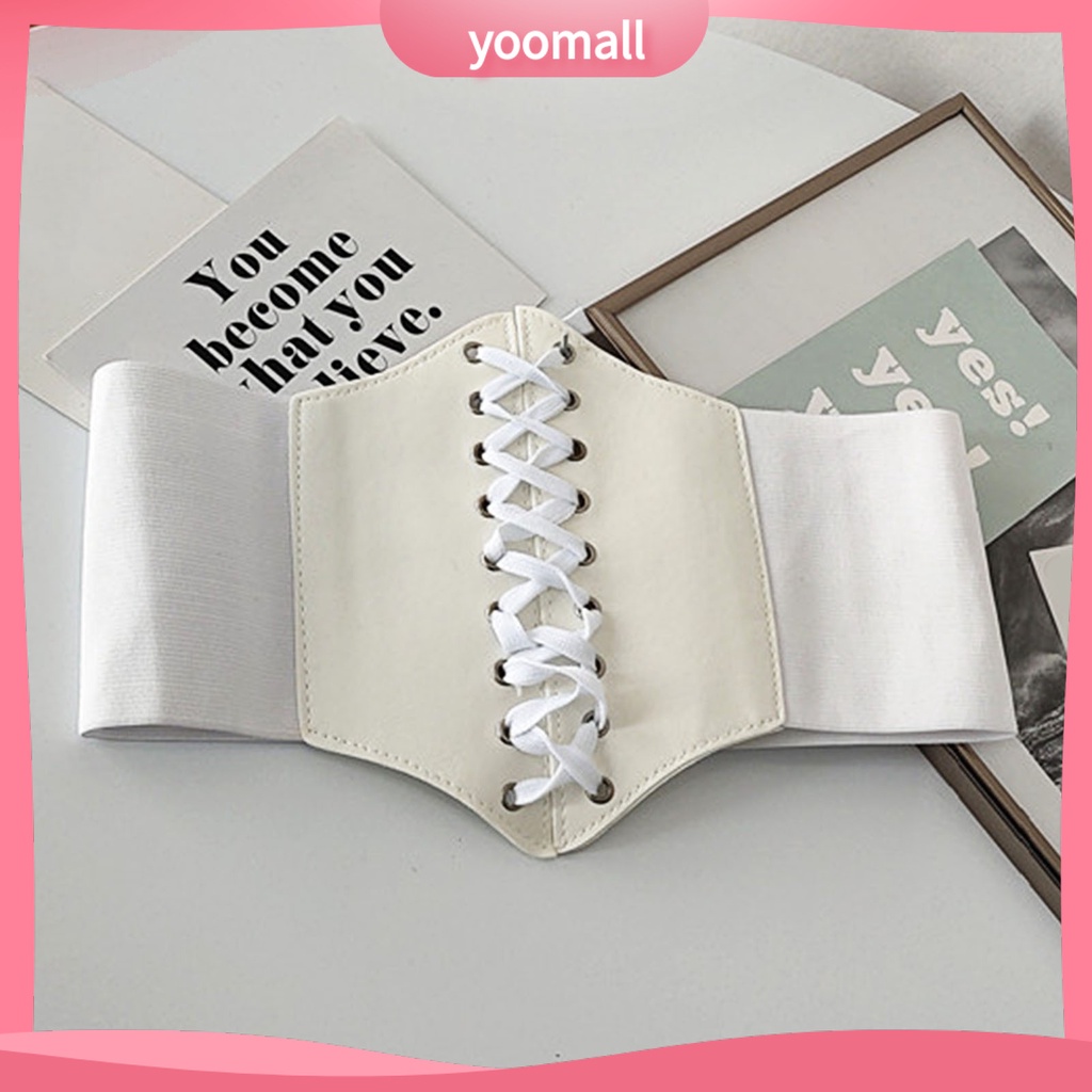 [YM] Thắt Lưng Giả Da Bản Rộng Co Giãn Định Hình Cơ Thể Mặc Hàng Ngày