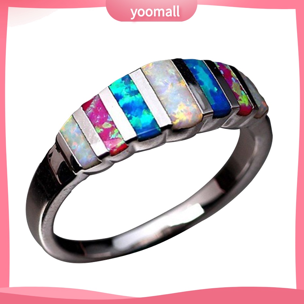 Nhẫn Đính Đá Opal Nhân Tạo Nhiều Màu Thời Trang Cho Nữ