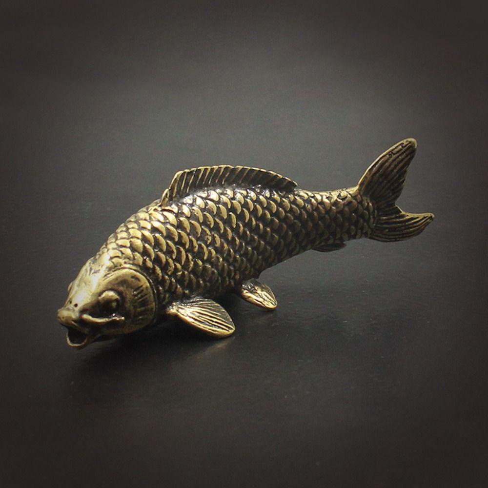 Tượng Cá Bằng Đồng Thau Chạm Khắc Thủ Công Để Bàn Trang Trí
