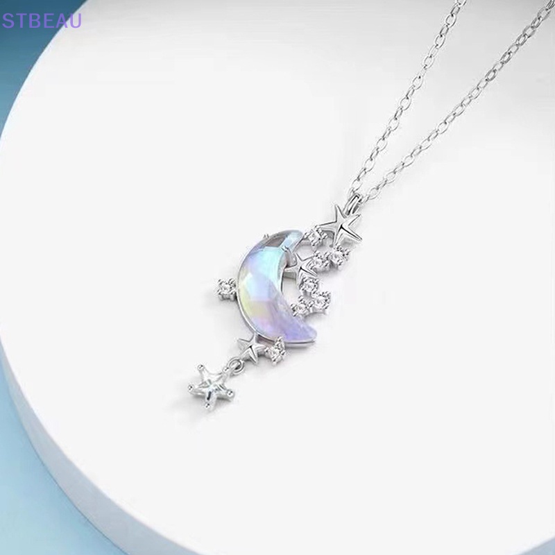 [Cxsteau] Vòng cổ Thép Titan Mặt Đá Mặt Trăng Ngôi Sao Lãng Mạn Thời Trang Tiệc Cưới MME