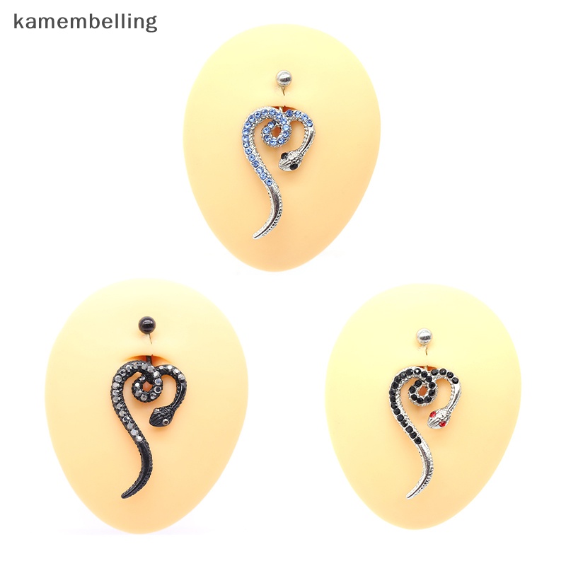 Khuyên Rốn Hình Rắn Đính Đá Zircon Bằng Thép Không Gỉ Cho Nữ