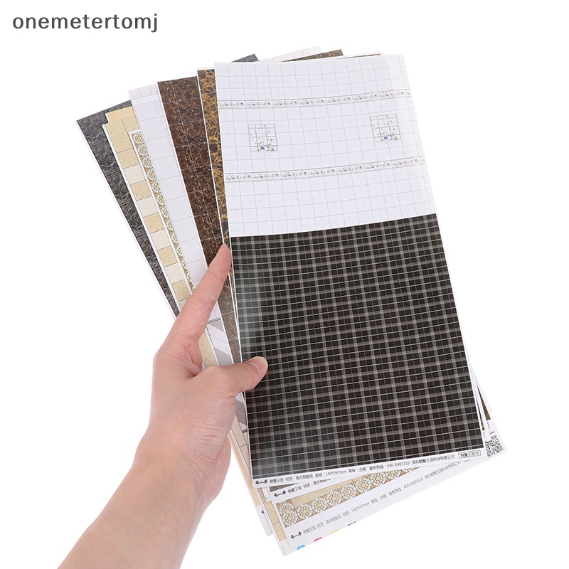 Onemetertomj Set 2 Miếng Dán Sàn Nhà Thủ Công DIY Trang Trí Phòng Khách / Phòng Tắm / Nhà Búp Bê