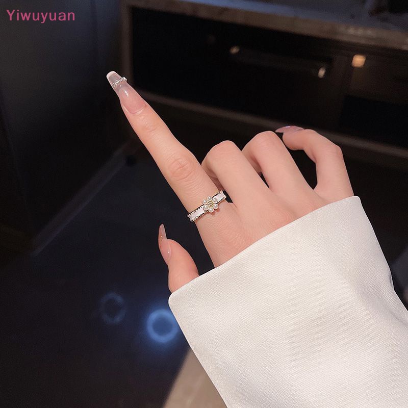 Nhẫn Mở Hình Hoa Đính Ngọc Trai Thời Trang Ngọt Ngào Cho Nữ
