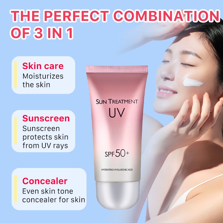 Kem Chống Nắng Top 1 Tại Hàn-Chống Tia Uv Chống Nắng + Làm Trắng + Dưỡng Ẩm 3 Trong 1，spf50+, Pa+++, Tạo Màng Trong 3 Giây, Kéo Dài 12.5 Giờ, Thích Hợp Cho Mọi Loại Da
