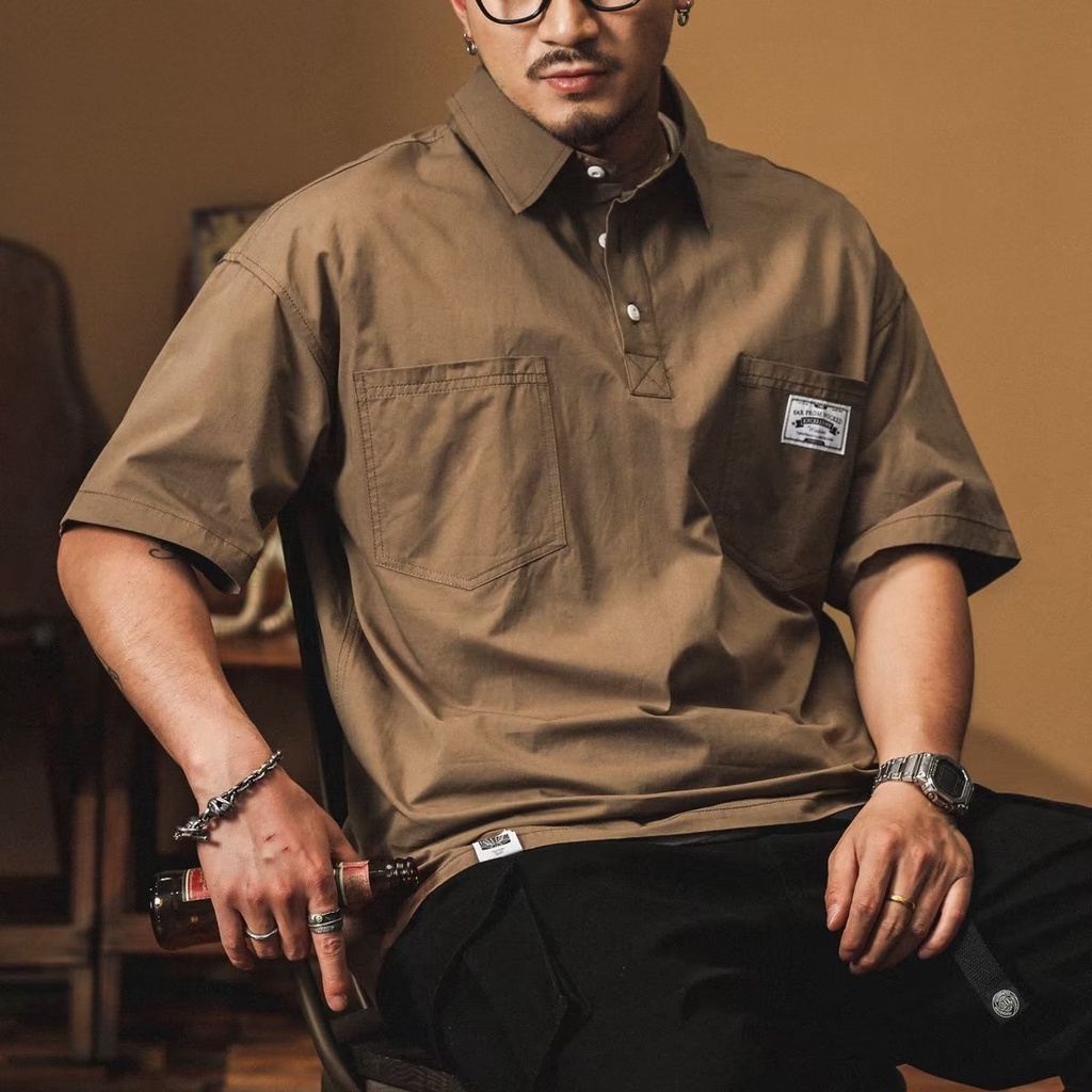 Áo Thun polo Ngắn Tay Dáng Rộng Phối Lớp Ngoài Thời Trang Mùa Hè Dành Cho Nam