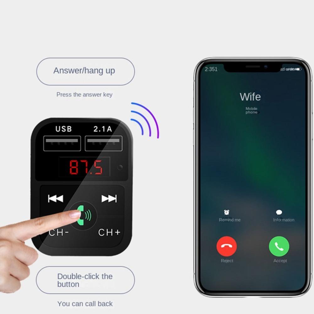 Thiết Bị Thu Bluetooth Không Dây 12-24V Kiêm Đài FM MP3 Cổng Sạc USB Kép Cho Xe Hơi