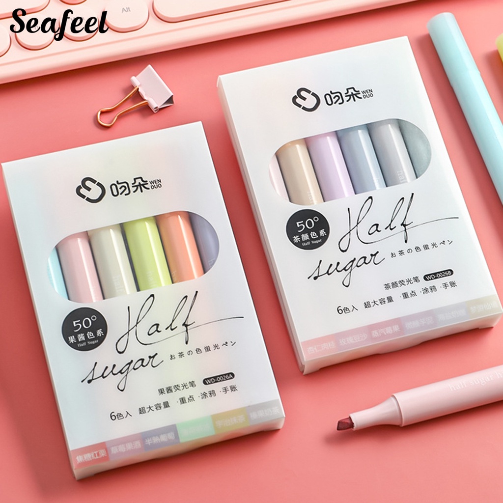 Set 6 Bút Đánh Dấu Mực Khô Nhanh Không Mùi An Toàn Cho Học Sinh