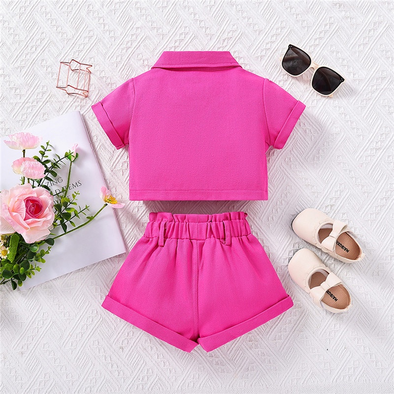Bộ Áo Denim + Quần Sooc Thời Trang Mùa Hè Cho Bé Gái 2-7 Tuổi