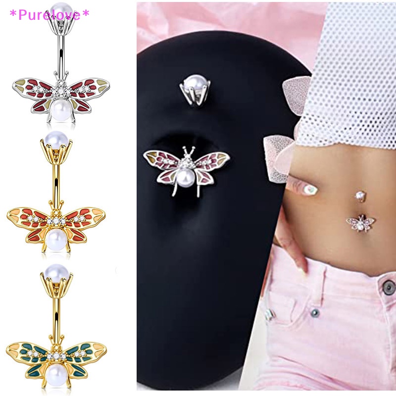 Khuyên Rốn Hình Bướm Đính Ngọc Trai Nhiều Màu Dễ Thương Mới