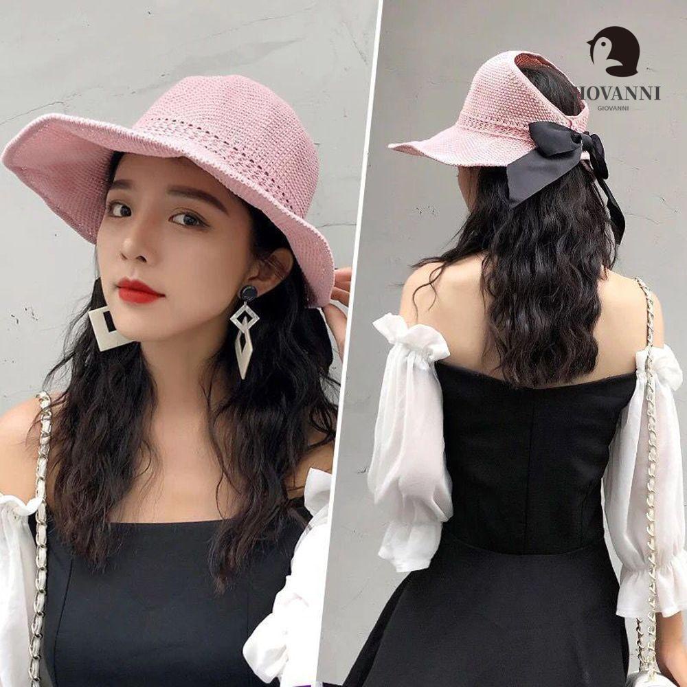 Mũ Cói Chống Nắng Tia UV Đính Nơ Có Thể Điều Chỉnh Thời Trang Mùa Hè Cho Nữ