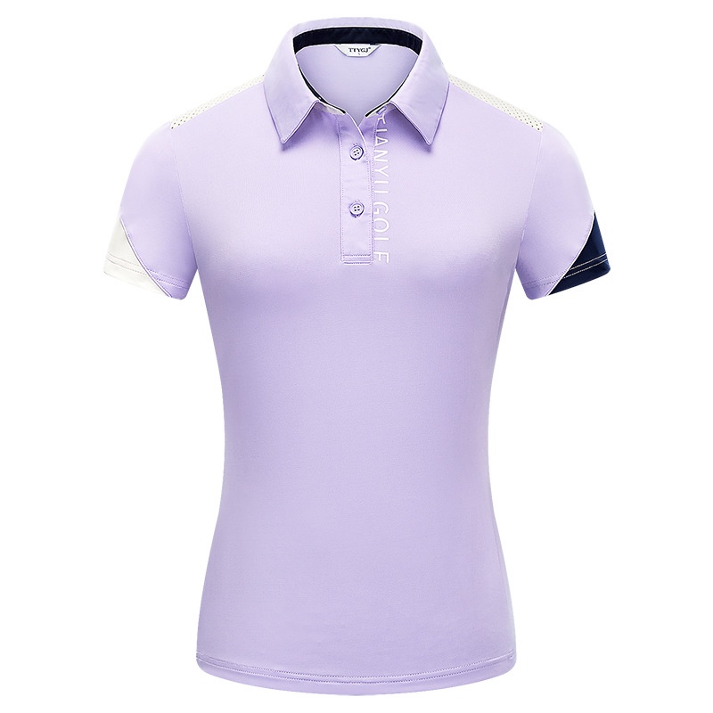 Áo polo Tay Ngắn Màu Sắc Tương Phản Chất Liệu Co Giãn Nhanh Khô Thời Trang Mùa Hè Cho Nữ