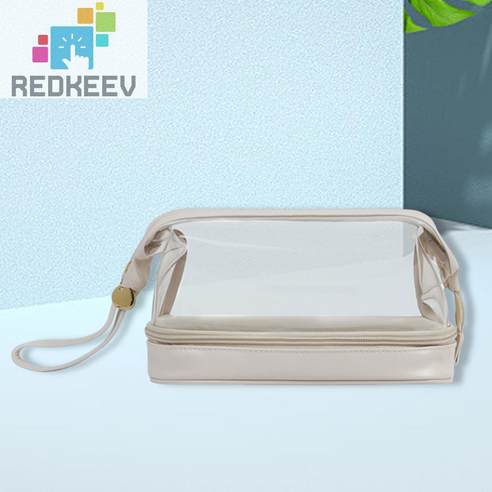 Túi Đựng Mỹ Phẩm Da PU Hai Lớp Đa Năng Có Khóa Kéo Cho Nữ