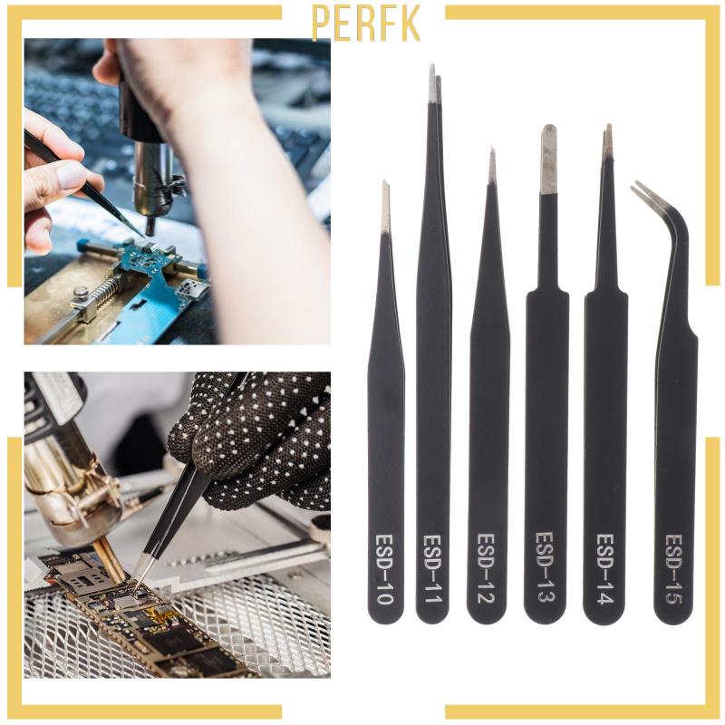 Set 6 Nhíp Gắp Bằng Thép Không Gỉ Chuyên Dụng Cho Thợ Sửa Chữa Điện