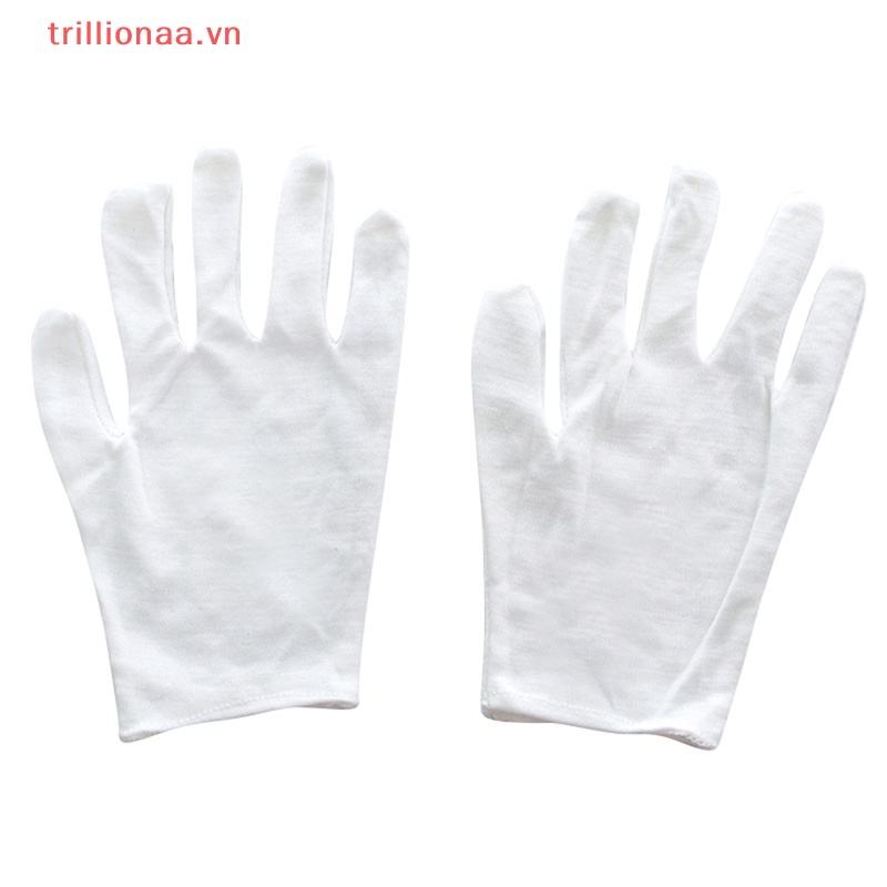 1 Đôi Găng Tay Cotton Màu Trắng Thấm Hút Mồ Hôi Cho Nam Nữ