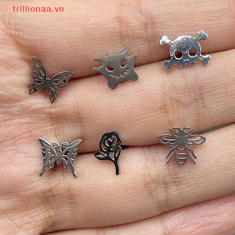 Khuyên Lưỡi Bằng Thép Titan 316L Hình Bướm Đơn Giản Thời Trang Cho Nữ