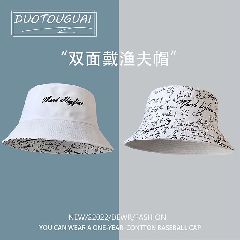 Nón Tai Bèo Hai Mặt In Chữ Phong Cách Hàn Quốc Thời Trang Mùa Hè Cho Nam