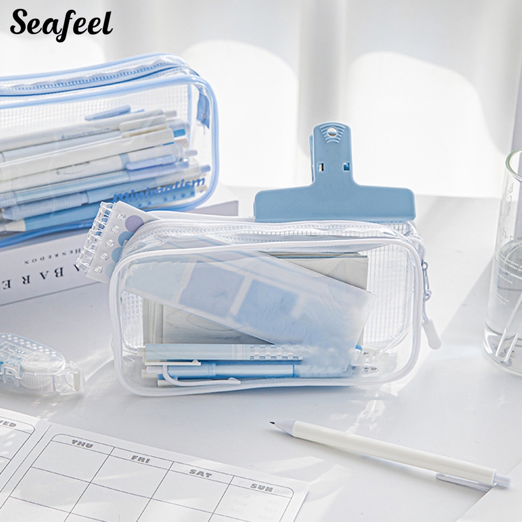 Túi Đựng Bút Trong Suốt Sức Chứa Lớn Có Khóa Kéo Đa Năng