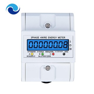 Đồng hồ đo công suất điện tử dts8558 din rail 3 pha 4 dây kwh 5 a 50hz lcd