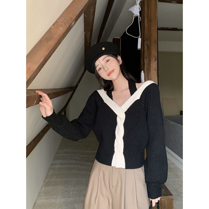 Áo Khoác Cardigan Dệt Kim Cổ Chữ V Thiết Kế Mới Đơn Giản Thời Trang Dành Cho Nữ