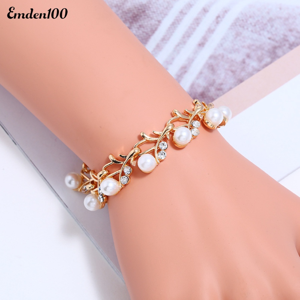 Bộ Trang Sức Đính Ngọc Trai Nhân Tạo Thanh Lịch Cho Nữ