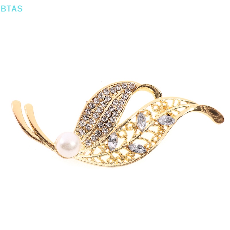 Ghim Cài Áo Hình Lá Đính Đá Thanh Lịch Cho Nữ