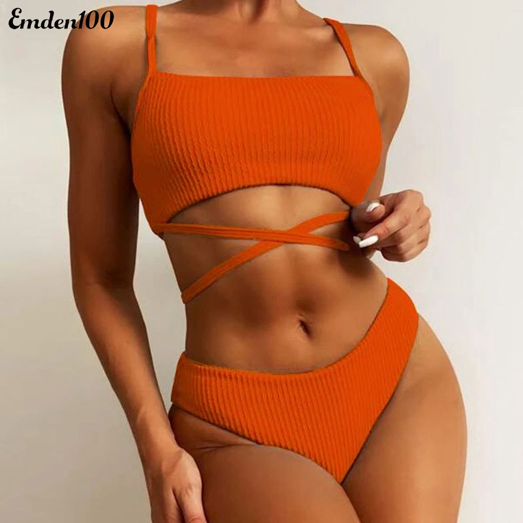 Bộ Bikini Hai Dây Màu Sắc Thời Trang Gợi Cảm Cho Nữ