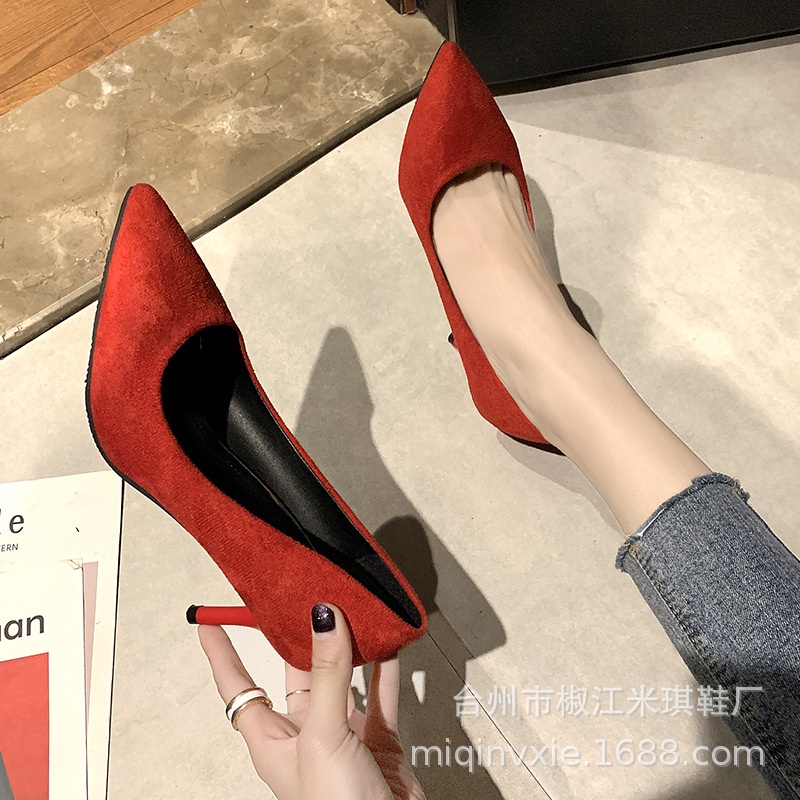 Giày Cao Gót Mũi Nhọn Màu Đen Thời Trang Mùa Hè Dành Cho Nữ