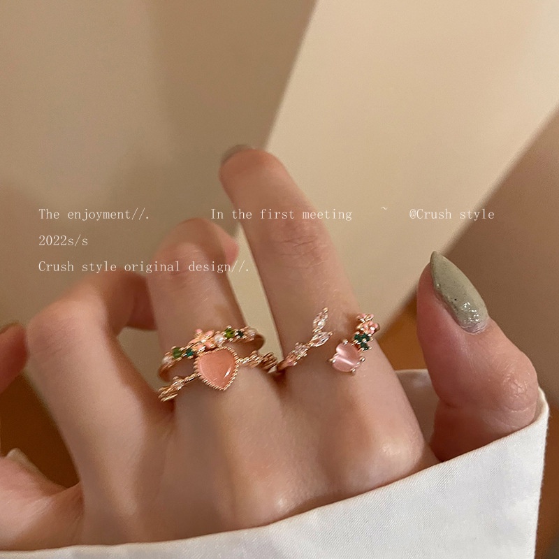 Hai lớp tình yêu hoa zircon mở vòng có thể điều chỉnh cho phụ nữ phụ kiện thời trang bữa tiệc quà tặng đơn giản