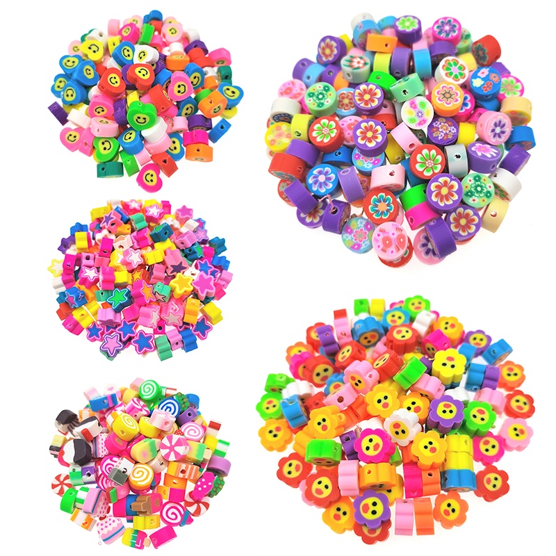 Set 10 Hạt Gốm Tròn Nhiều Màu Sắc Dùng Làm Trang Sức Thủ Công Diy Mới
