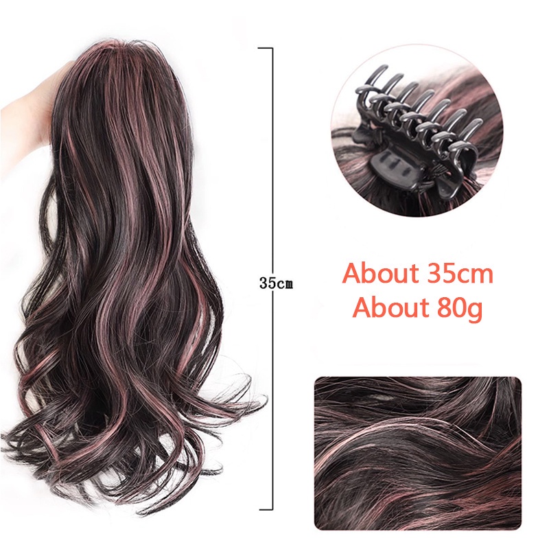 Tóc Đuôi Ngựa Giả Xoăn Nhuộm Màu Đen / Hồng / Xám Dành Cho Nữ