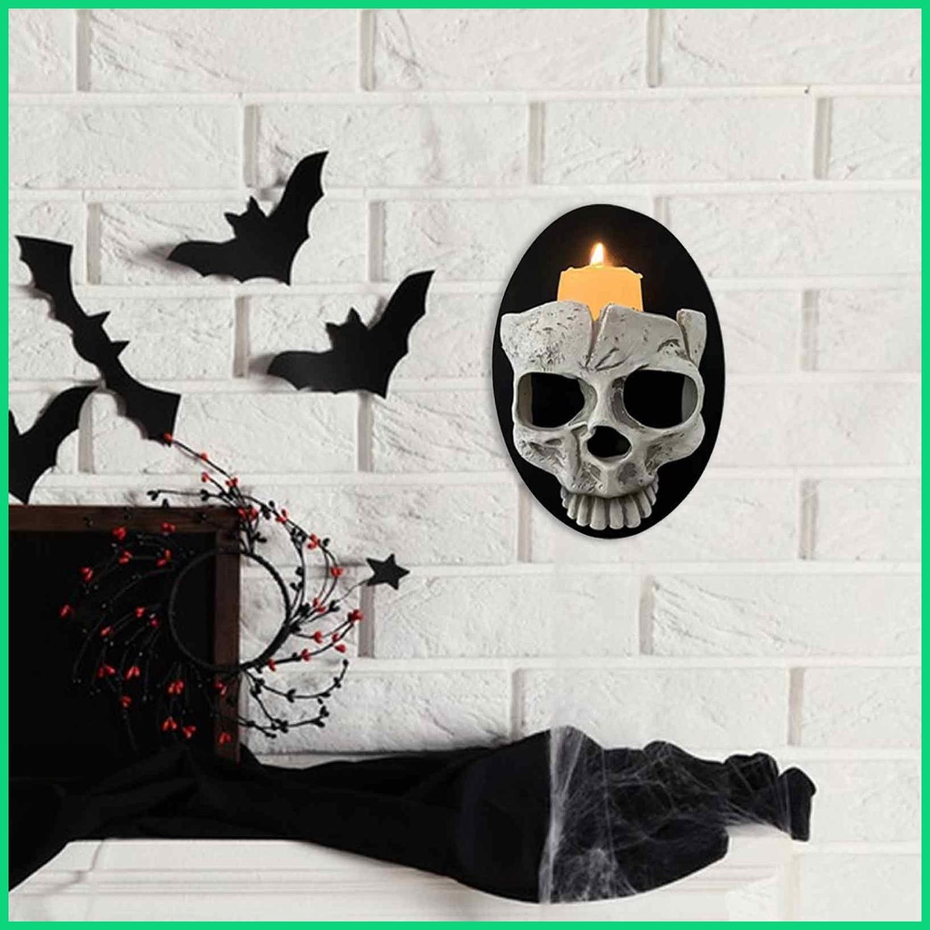 Giá Đỡ Đèn Cầy Hình Đầu Lâu Bằng Nhựa Resin Phong Cách Gothic Độc Đáo