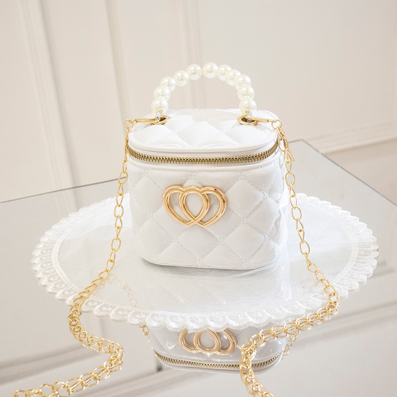 Túi mini thời trang, túi thạch lingge bucket mới 2023, túi nhỏ trang trí hình trái tim đôi, túi đeo chéo nữ một bên vai