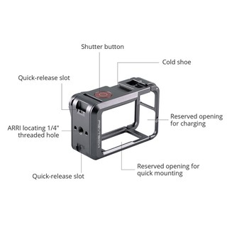 PGYTECH Video Vlogging Camera Frame Cage For DJI Osmo Action 3/4 Camera With 1/4 Thread Hole