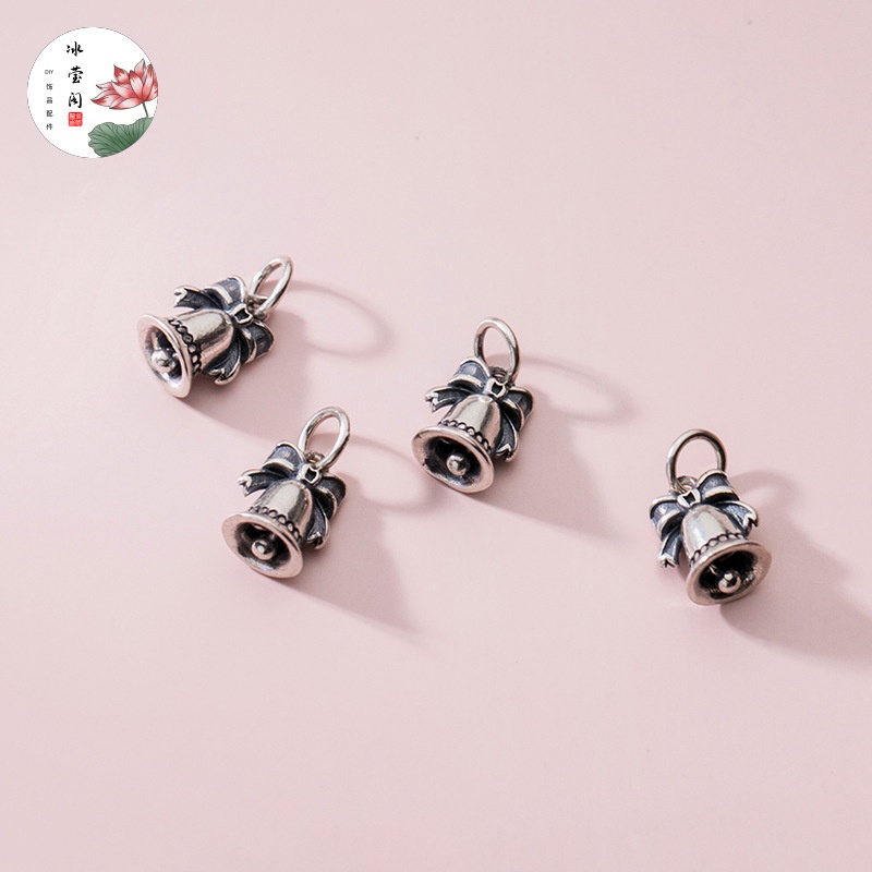 Mặt Dây Chuyền Bạc 925 Hình Chuông Gió Thắt Nơ diy T0463