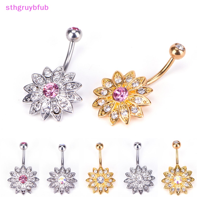 Khuyên Rốn Hình Hoa Đính Đá Pha Lê
